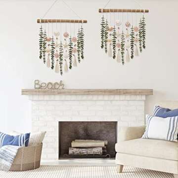 Bathroom Wall Decor Artificial Eucalyptus Boho Bedroom Decor Fake Eucalyptus Plants Leaves with Seas...