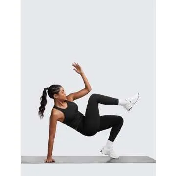 CRZ YOGA Womens Seamless Ribbed Longline High Neck Sports Bra - Racerback Padded Slim Fit Crop Tank Top with Built in Pads