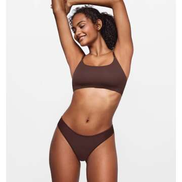 SOULVOR Magneticfit Thongs for Women Stretch Sexy Underwear Comfort Tagless Thong Low Rise Breathable Panties 3 Pack Hazelnut (3pack) X-Large