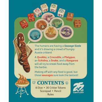 Sausage Sizzle, Press Your Luck Dice Rolling Game Featuring Australian Animals Stealing Food - 25th ...