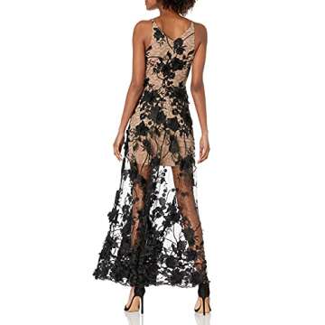 Elegant Floral Plunging Gown for Weddings and Events