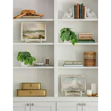 GnFlus Fake Plants Set of 2 Artificial Plants Faux Pothos with White Ceramic Pots Fake Potted Plants Artificial Decor for Home Bathroom Shelf Desk Indoor