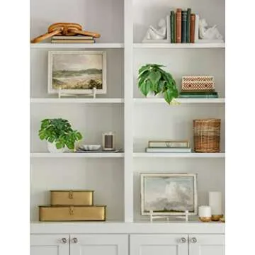 GnFlus Fake Plants Set of 2 Artificial Plants Faux Pothos with White Ceramic Pots Fake Potted Plants Artificial Decor for Home Bathroom Shelf Desk Indoor