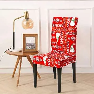 Camlinbo Christmas Chair Covers Set of 4 Christmas Decoration Snowmans Snowflake Stretch Chair Back Covers for Xmas Dinning Room Kitchen Christmas Decoration Restaurant Holiday Party Home Indoor Decor