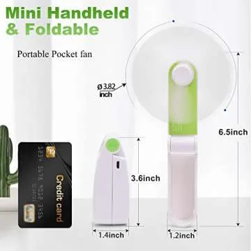 Supabear Personal Handheld Fan, Mini Portable Pocket Fan, Small Lightweight USB Rechargeable for Home Sports Outdoor Travel, 2 Speed Powerful Wind (Green)