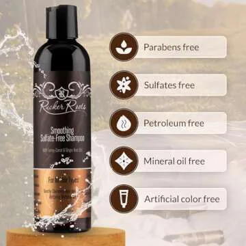 Rucker Roots Smoothing Sulfate Free Shampoo |Ginger, Turnip, Carrot Root Oils| For All Hair Types| Gentle Cleanser| Shea Butter| Argan Oil| Cocoa Seed Butter| Antioxidants