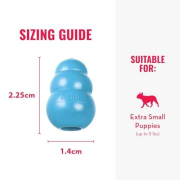 KONG Puppy - Natural Teething Rubber Chew Toy for Dogs - Stuffable Dog Toy for Extended Playtime - Chew & Fetch Toy for Puppies - for XS Puppies - Blue