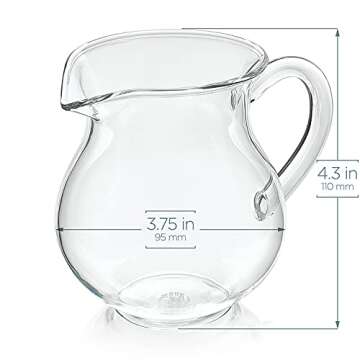 Teabloom Stain-free & Odor-free Borosilicate Glass Sugar and Creamer Set - Tea or Coffee Serving Set Includes Cream Pitcher, Sugar Bowl with Lid and Spoon (Serves up to 5-6 People)