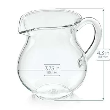 Teabloom Stain-free & Odor-free Borosilicate Glass Sugar and Creamer Set - Tea or Coffee Serving Set Includes Cream Pitcher, Sugar Bowl with Lid and Spoon (Serves up to 5-6 People)