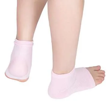 Bememo Soft Ventilate Gel Heel Socks Open Toe Socks for Dry Hard Cracked Skin Moisturizing Day Night Care Skin, 3 Pairs (Pink, Turquoise, Grey)