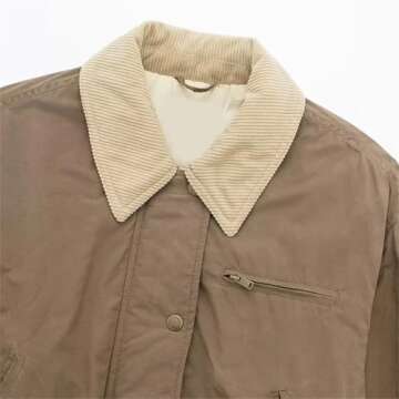 ERFMFKL Women's Stylish Khaki Cargo Jacket with Pockets