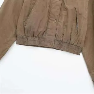 ERFMFKL Women's Stylish Khaki Cargo Jacket with Pockets