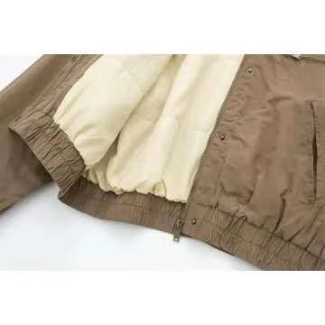 ERFMFKL Women's Stylish Khaki Cargo Jacket with Pockets