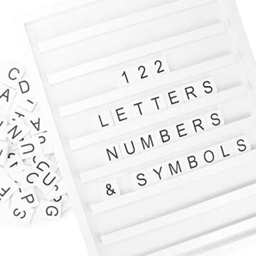 Stiles 23"x17" Tile Letter Board Sign Set, Wooden Message Board with 122 Letter Tiles and Numbers, Changeable Letterboard for Menu, Milestone, or Baby Announcement Sign, White