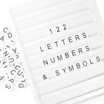 Stiles 23"x17" Tile Letter Board Sign Set, Wooden Message Board with 122 Letter Tiles and Numbers, Changeable Letterboard for Menu, Milestone, or Baby Announcement Sign, White