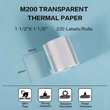Phomemo Multi-Purpose Clear Self-Adhesive Label for Phomemo M200/M110S/M220/M260/M150/M250 Label Mak...