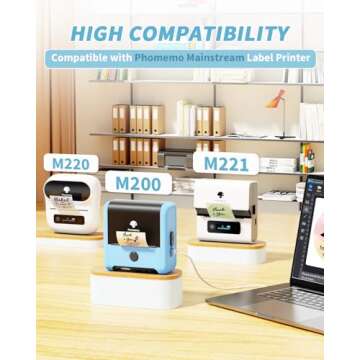 Phomemo Multi-Purpose Clear Self-Adhesive Label for Phomemo M200/M110S/M220/M260/M150/M250 Label Maker,1 1/2" X 1 1/8" (40mm x 30mm), 230 Labels/Roll,Black on Clear