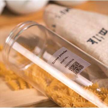 Phomemo Multi-Purpose Clear Self-Adhesive Label for Phomemo M200/M110S/M220/M260/M150/M250 Label Maker,1 1/2" X 1 1/8" (40mm x 30mm), 230 Labels/Roll,Black on Clear