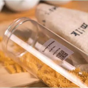 Phomemo Multi-Purpose Clear Self-Adhesive Label for Phomemo M200/M110S/M220/M260/M150/M250 Label Maker,1 1/2" X 1 1/8" (40mm x 30mm), 230 Labels/Roll,Black on Clear