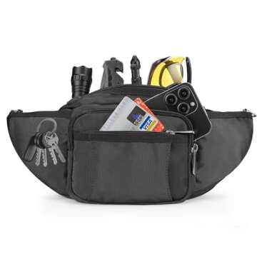 NOOLA Fanny Pack Waist Bag for Men Women, Lightweight Waist Pack with Water Bottle Holder, Adjustable Belt Bag with Multi-Pockets for Hiking, Dog Walking, Outdoor, Cycling, Running, Travel, Black