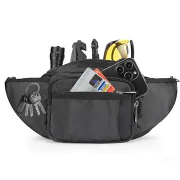 NOOLA Fanny Pack Waist Bag for Men Women, Lightweight Waist Pack with Water Bottle Holder, Adjustable Belt Bag with Multi-Pockets for Hiking, Dog Walking, Outdoor, Cycling, Running, Travel, Black