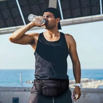 NOOLA Fanny Pack Waist Bag for Men Women, Lightweight Waist Pack with Water Bottle Holder, Adjustable Belt Bag with Multi-Pockets for Hiking, Dog Walking, Outdoor, Cycling, Running, Travel, Black