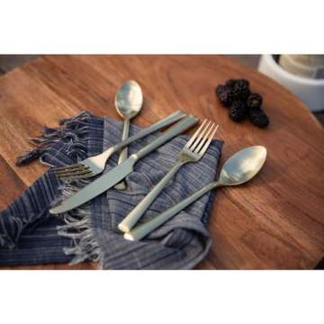 Cambridge Silversmiths Gilda Champagne Satin 20-Piece Flatware Set, Service for 4