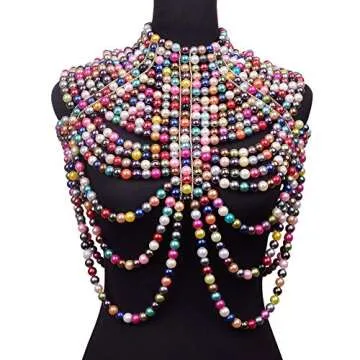 CCbodily Pearl Body Chain Bra - Fashion Shoulder Necklaces Bra Chain Body Jewelry (Mix)
