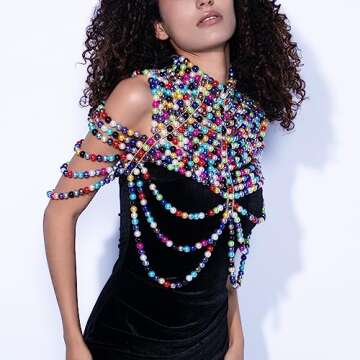 CCbodily Pearl Body Chain Bra - Fashion Shoulder Necklaces Bra Chain Body Jewelry (Mix)