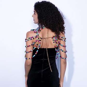 CCbodily Pearl Body Chain Bra - Fashion Shoulder Necklaces Bra Chain Body Jewelry (Mix)