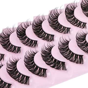 Eyelashes Russian Strip Lashes D Curl Fluffy Wispy Natural Cat Eye False Lashes Look like Eyelash Ex...
