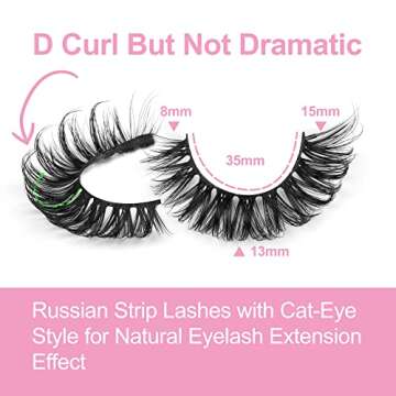 Natural Cat Eye Russian Strip Lashes by Yawamica 10 Pairs
