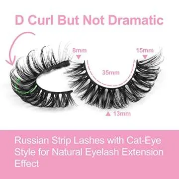 Natural Cat Eye Russian Strip Lashes by Yawamica 10 Pairs