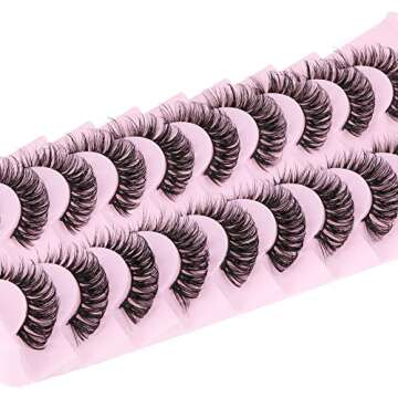 Natural Cat Eye Russian Strip Lashes by Yawamica 10 Pairs