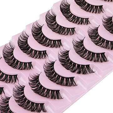 Natural Cat Eye Russian Strip Lashes by Yawamica 10 Pairs