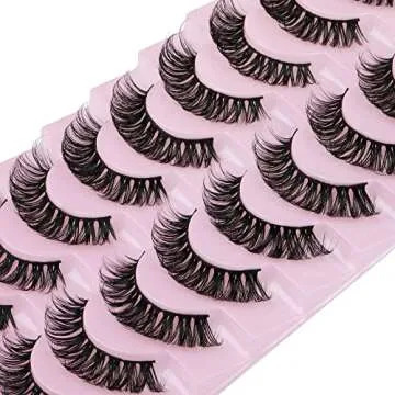 Natural Cat Eye Russian Strip Lashes by Yawamica 10 Pairs