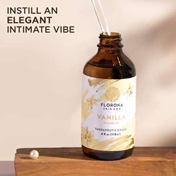 Florona Organic Essential Oil, 4 Oz Certified Organic Aromatherapy Products Therapeutic Grade (Vanilla, 4 Oz)