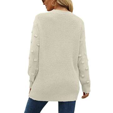 XIEERDUO Womens Sweaters For Fall 2023 Long Sleeve Knit Tunic Sweater Loose Fitting White M