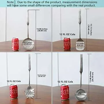 Newness Kitchen Utensil Set, 4pcs - 304 Stainless Steel Cooking Utensil Set with Skimmer Slotted Spoon, Spatula Turner, Spaghetti Server and Soup Ladle, Heat Resistant Kitchen Gadgets Tools for Gift