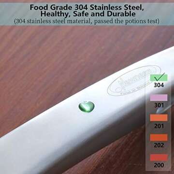 Newness Kitchen Utensil Set, 4pcs - 304 Stainless Steel Cooking Utensil Set with Skimmer Slotted Spoon, Spatula Turner, Spaghetti Server and Soup Ladle, Heat Resistant Kitchen Gadgets Tools for Gift