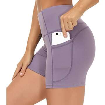 THE GYM PEOPLE High Waist Yoga Shorts for Women Tummy Control Fitness Athletic Workout Running Short...