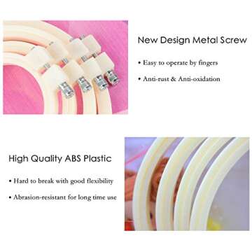 eGoodn Square Cross Stitch Hoop Set 4 Sizes for Crafting