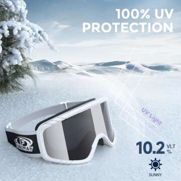 Findway OTG Ski Goggles for Men Women Youth - Anti Fog UV Protection
