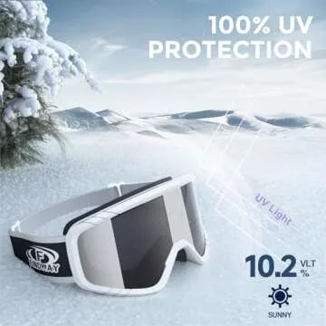 Findway OTG Ski Goggles for Men Women Youth - Anti Fog UV Protection