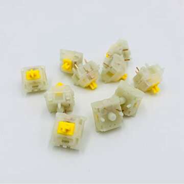 GATERON Milky Yellow Pro Switches Pre-lubed 5 Pin Linear Keyboard Switches for MX Mechanical Keyboard (70 Pcs, Yellow)