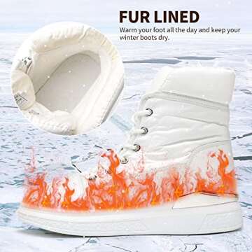 Kufeiti Women's Winter Fur Lined Leather Ankle Boots