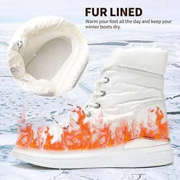 Kufeiti Women's Winter Fur Lined Leather Ankle Boots