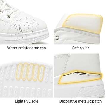 Kufeiti Women's Winter Fur Lined Leather Ankle Boots