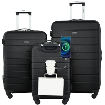Wrangler Smart Luggage Set with USB and Cup Holder