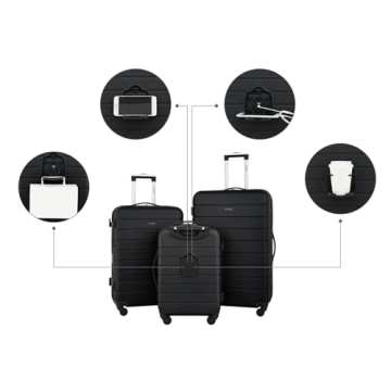 Wrangler Smart Luggage Set with USB and Cup Holder